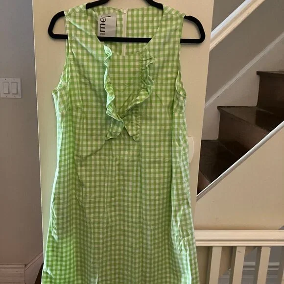 Green Gingham Dress with Ruffle - Picture 3 of 8